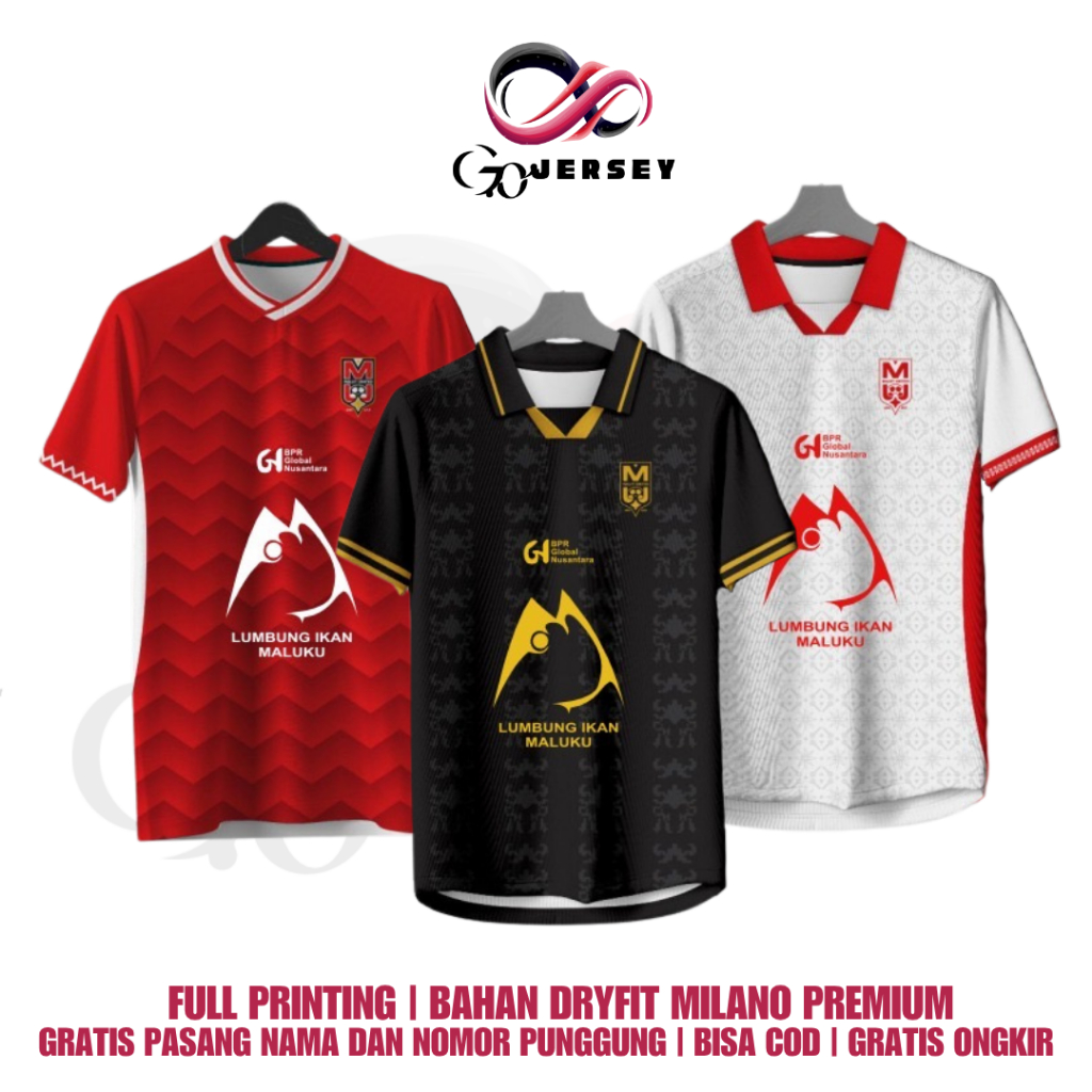 Jersey Liga 1 Indonesia MalutTerbaru 2025-2026 Home Away Third Gratis Pasang Nama dan Nomor Punggung