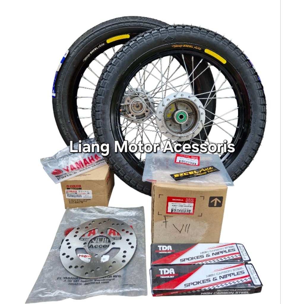 Sepaket Velg Takasago Excel Asia Ring 18 Depan Ring 17 Belakang Tromol Set Original Jari2 TDR Plus B