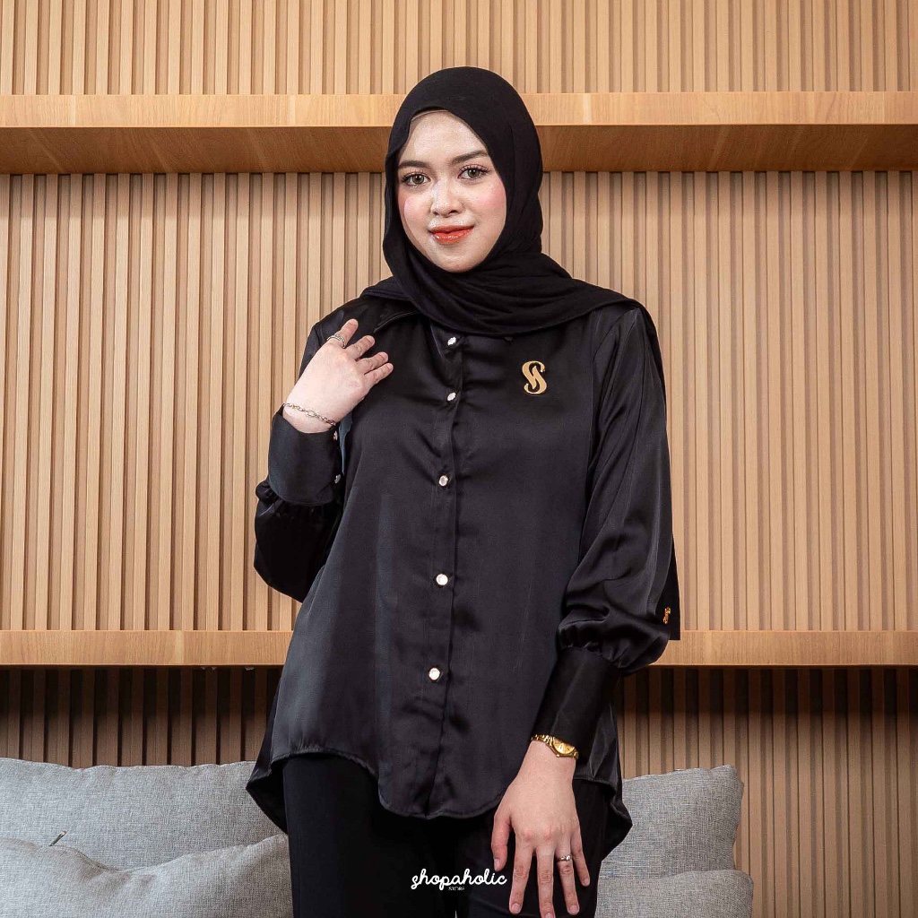 Shopaholicstore - MAURA KEMEJA SILK - Atasan Kemeja Wanita - Material Silk Satin Premium