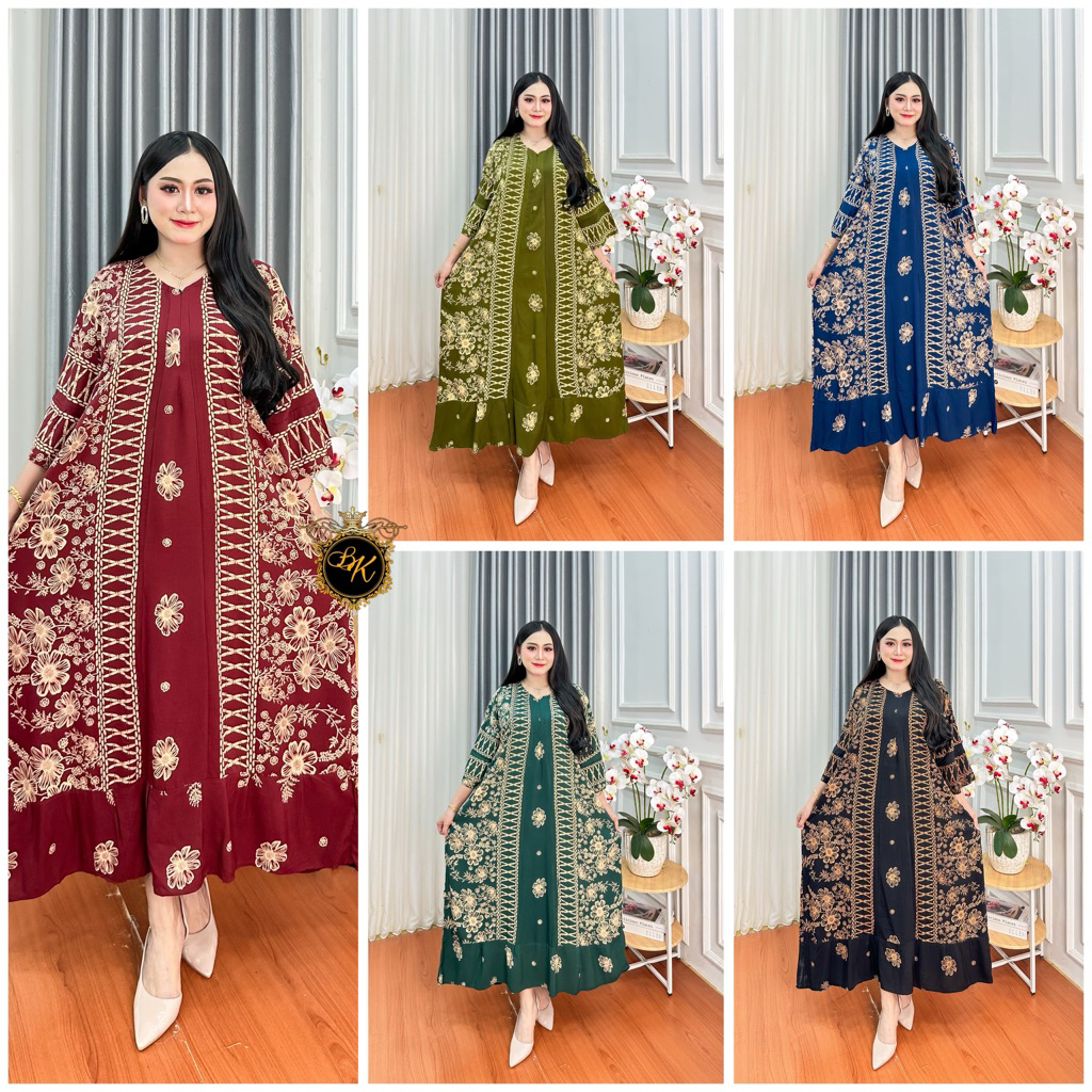 Terbaru Gamis Selvi Jumbo |Gamis Midi Kombinasi Ld 130| Gamis Midi Jumbo Ld 130& Ld 125 |Longdress J