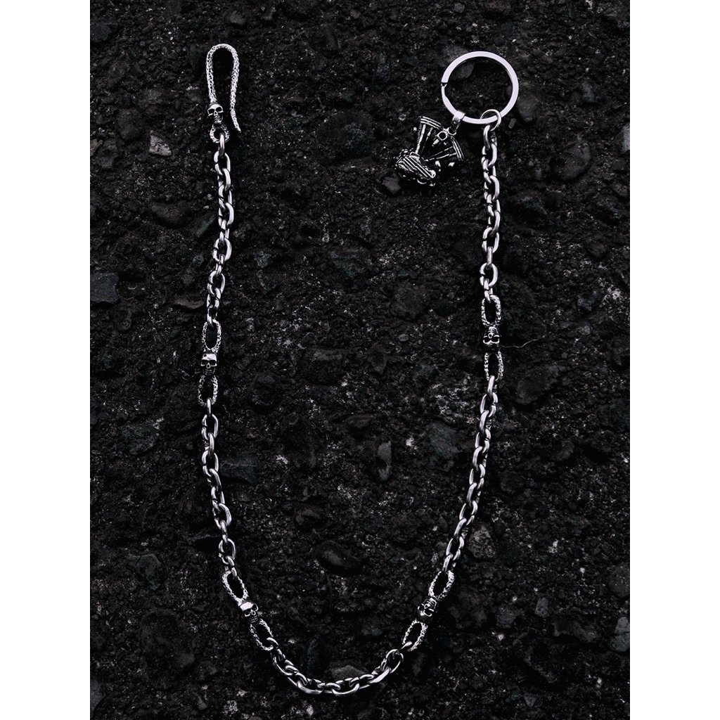 rantai dompet mesin v-twin dan rantai motif tengkorak custom