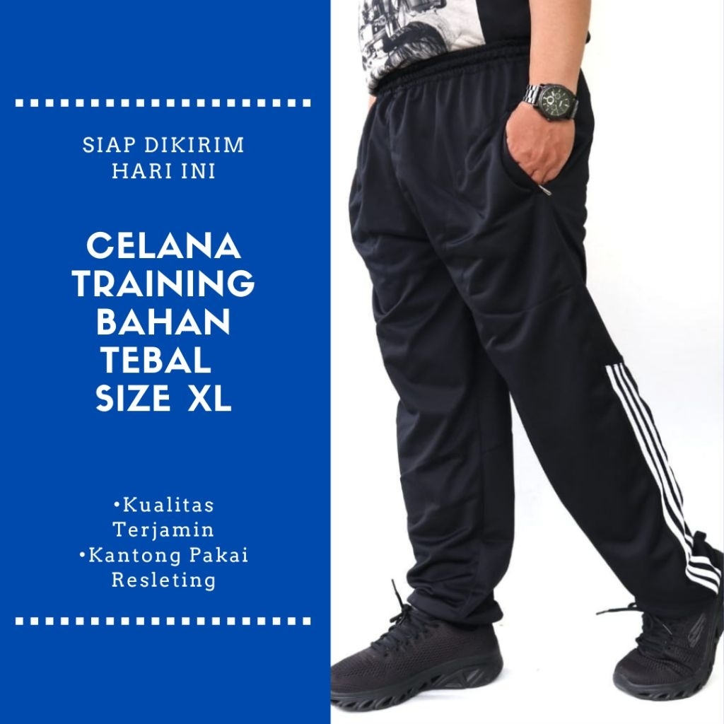 Celana Training Jumbo Big Size Pria dan Wanita / Celana Olahraga Pria Jumbo Ukuran XL Bahan Tebal
