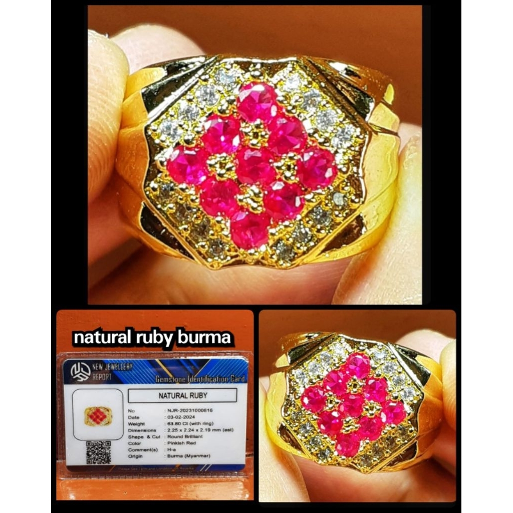 original ruby stampel asli burma warna delima HQ
