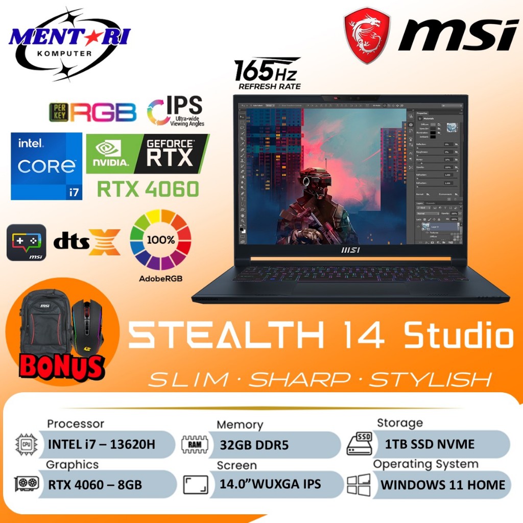 MSI Stealth 14 Studio A13VF i7 13620H RTX 4060 32GB 2TB SSD 165Hz RGB
