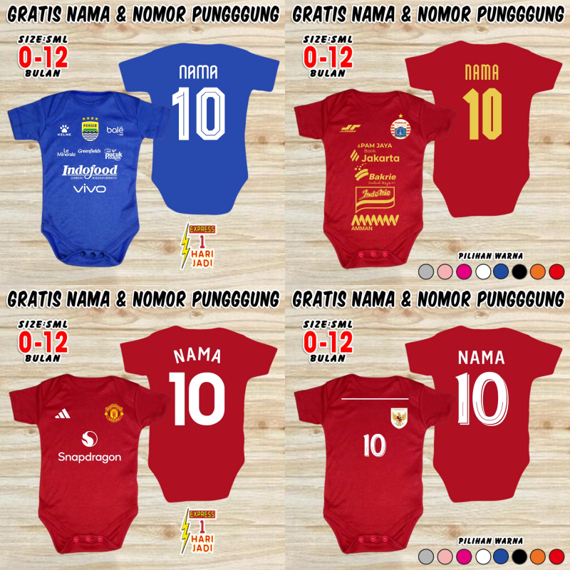 jumper baju bayi bola klub negara kaos set jamper romper pakaian kado laki laki perempuan newborn 0 
