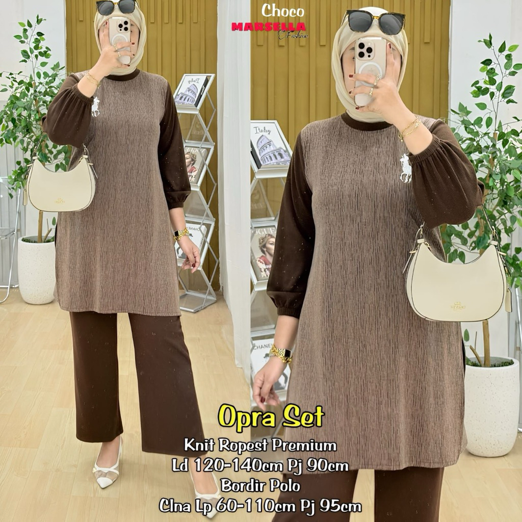 setelan kaos wanita terbaru opra one set knit wanita