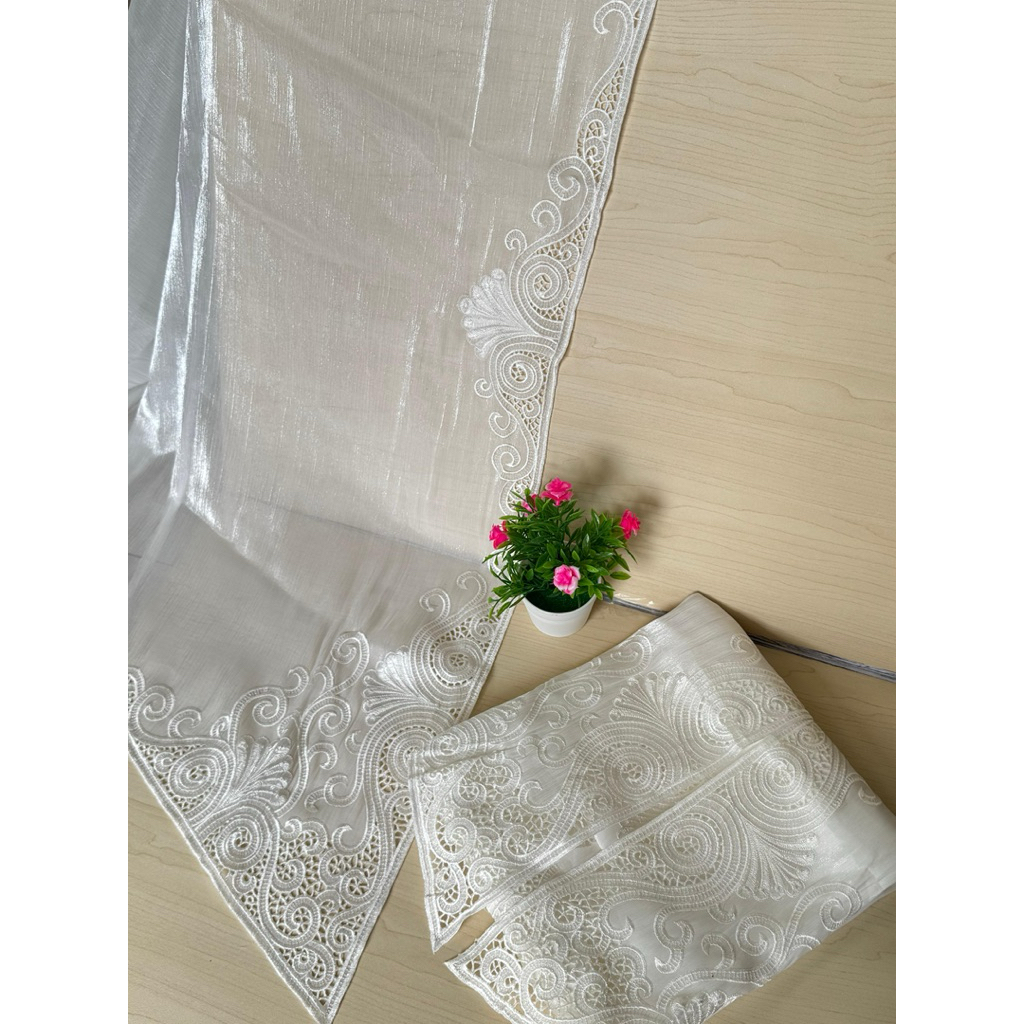 Kain bordir silky terbaru || kain silky || kain bordir putih || kanabali kebaya