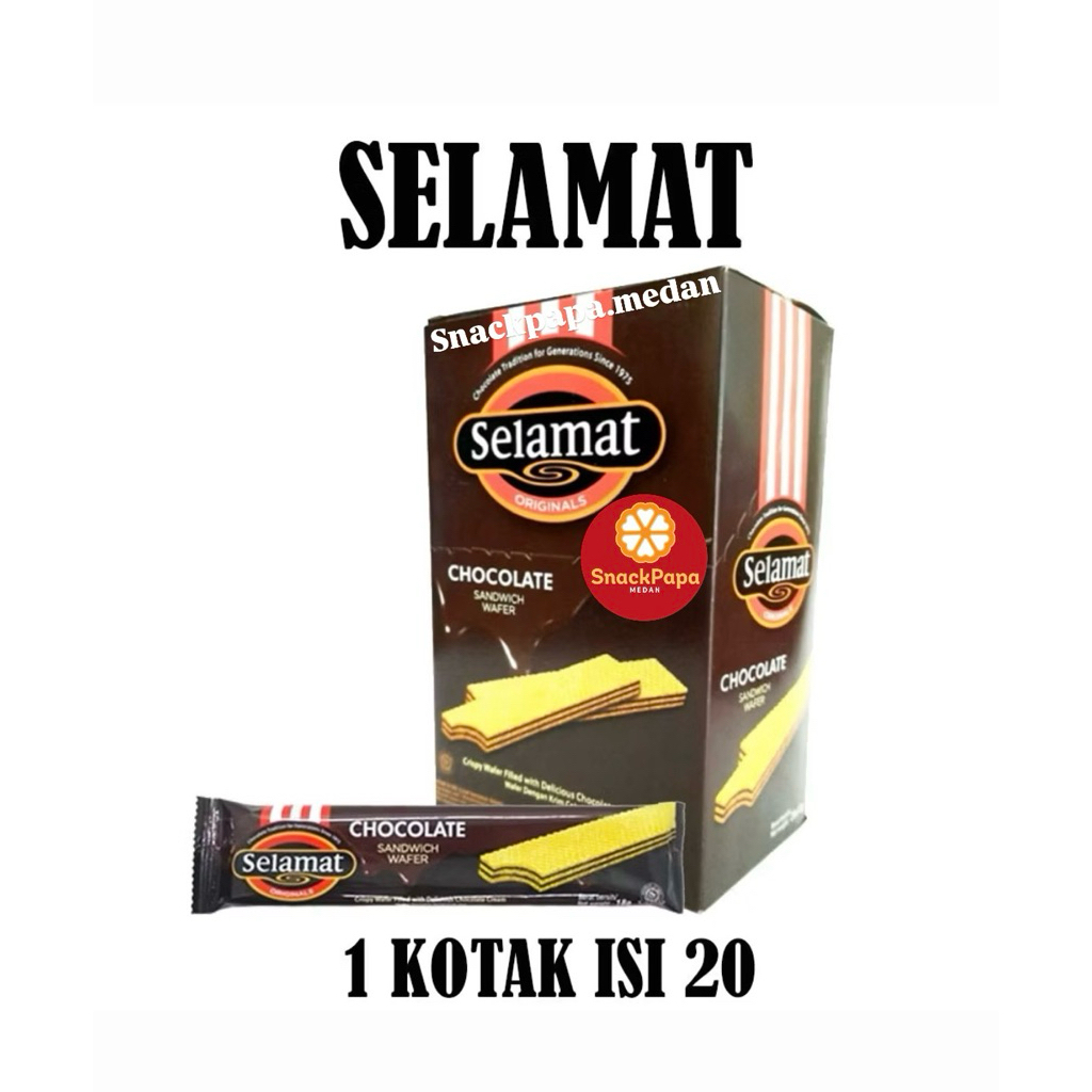 SELAMAT CHOCOLATE SANDWICH WAFER [ 1 BOX ISI 20 PCS @12G ] | SELAMAT WAFER COKLAT | SELAMAT CRISPY W