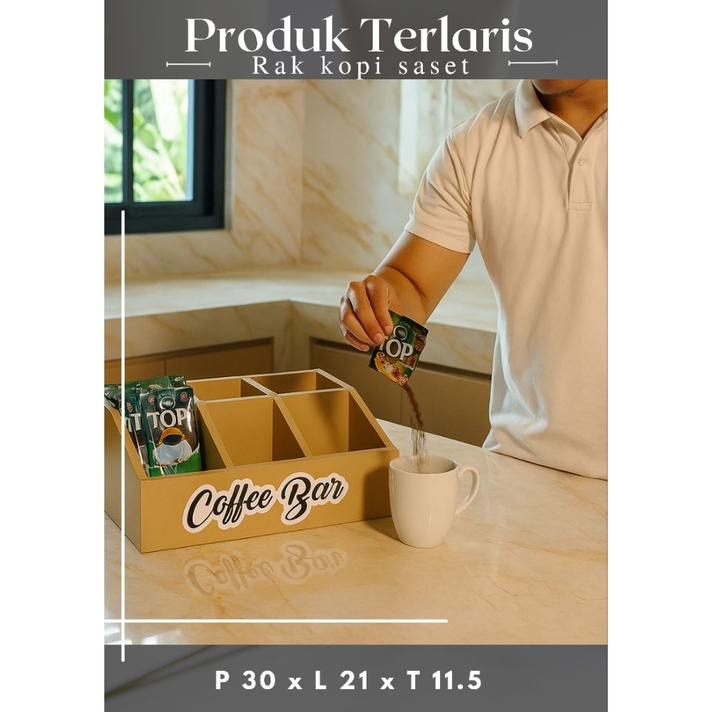 Rak Penyimpanan Kopi & Teh Elegan /Rak Kopi Estetik Minimalis