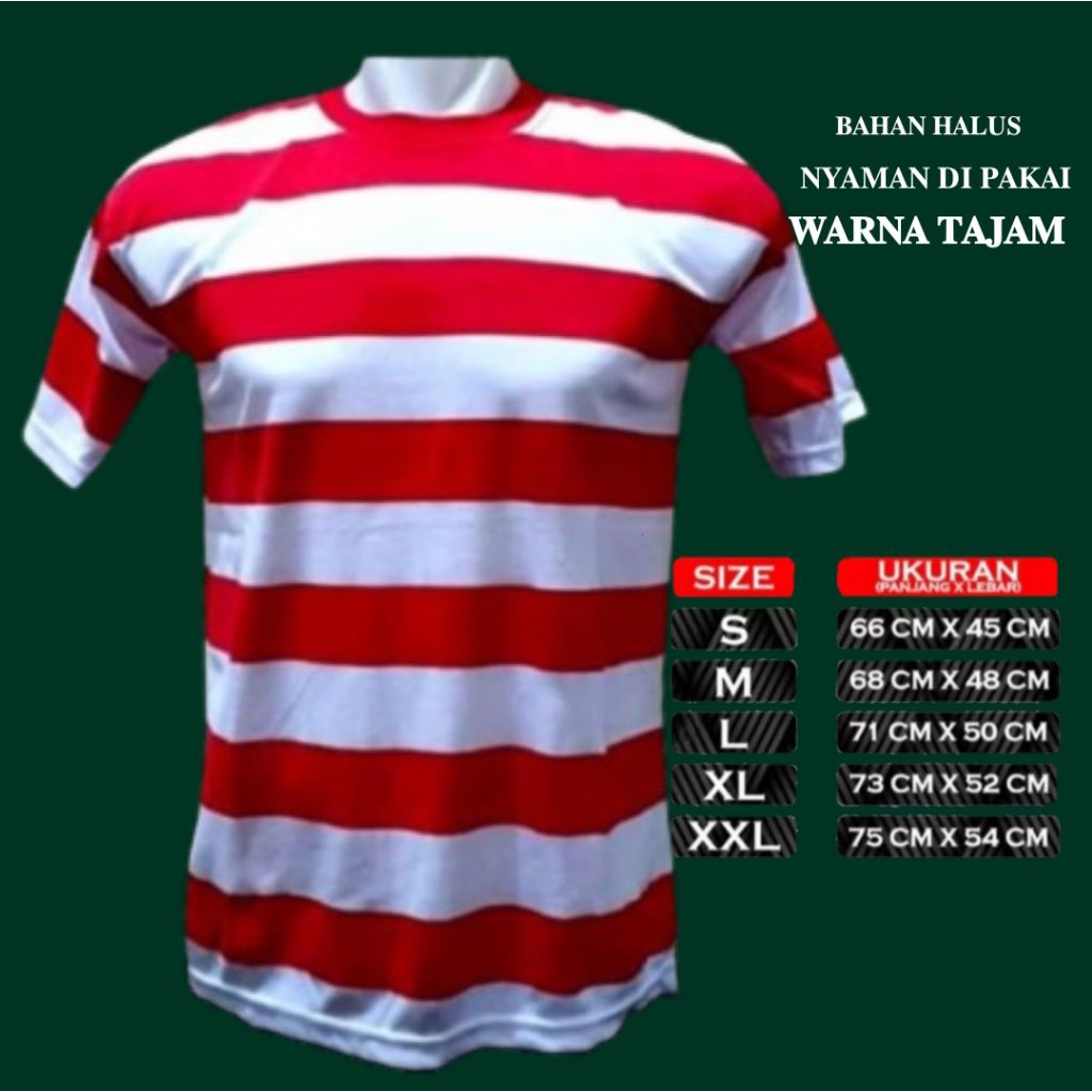 T-shirt  Kaos MERAH PUTIH Lengan pendek Baju Distro  untuk  ANAK & DEWASA