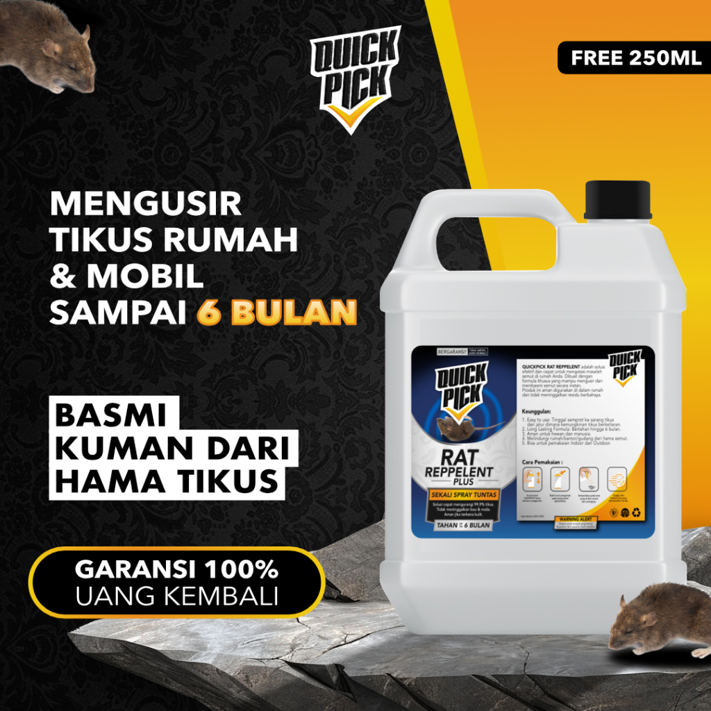 SEMPROTAN ANTI TIKUS RUMAH QUICKPICK (FREE 250ML) Cairan Racun Obat Spray Pembasmi Pengusir Anti Men