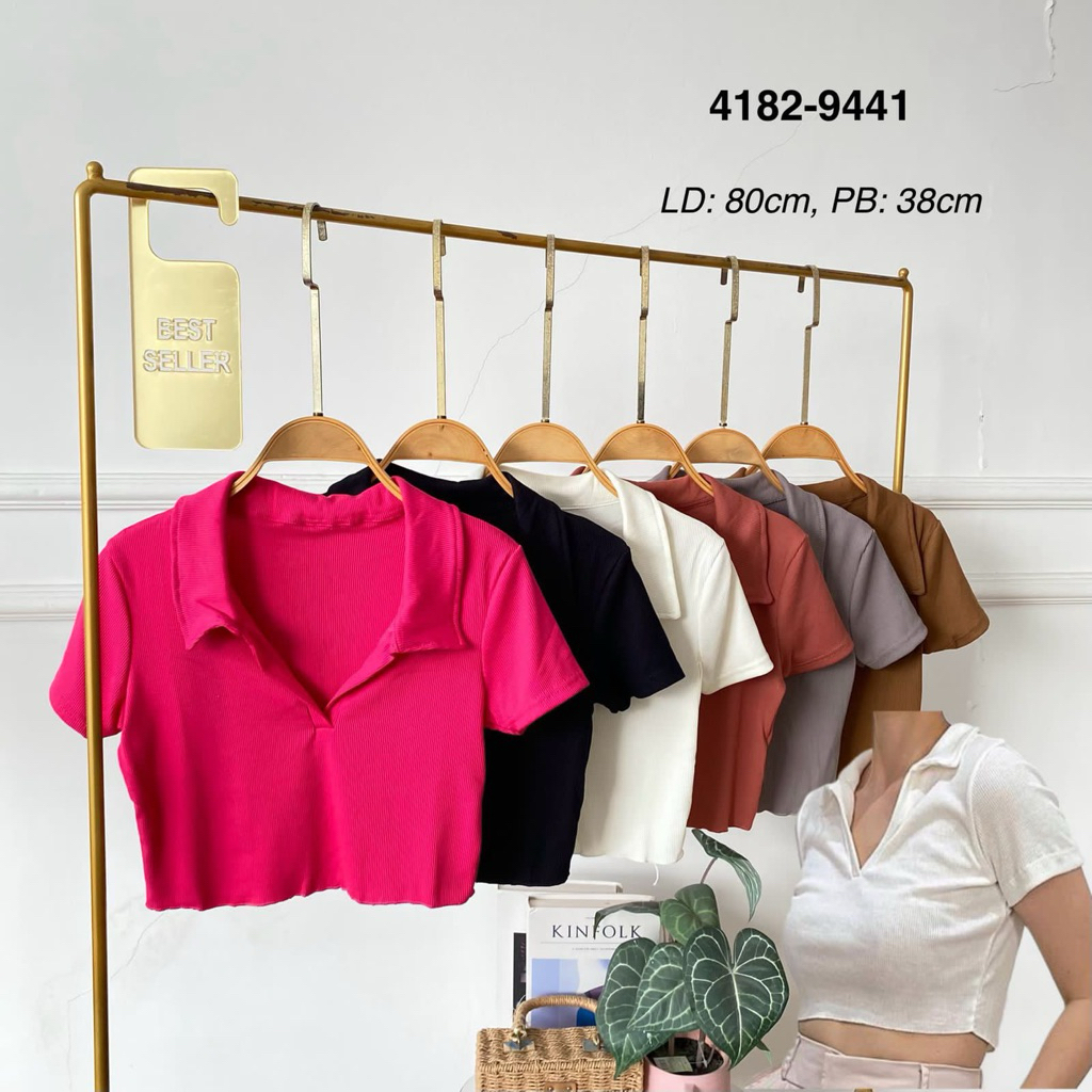 NN - Atasan Wanita Crop Rib Kerah // Crop Top Rib Knit