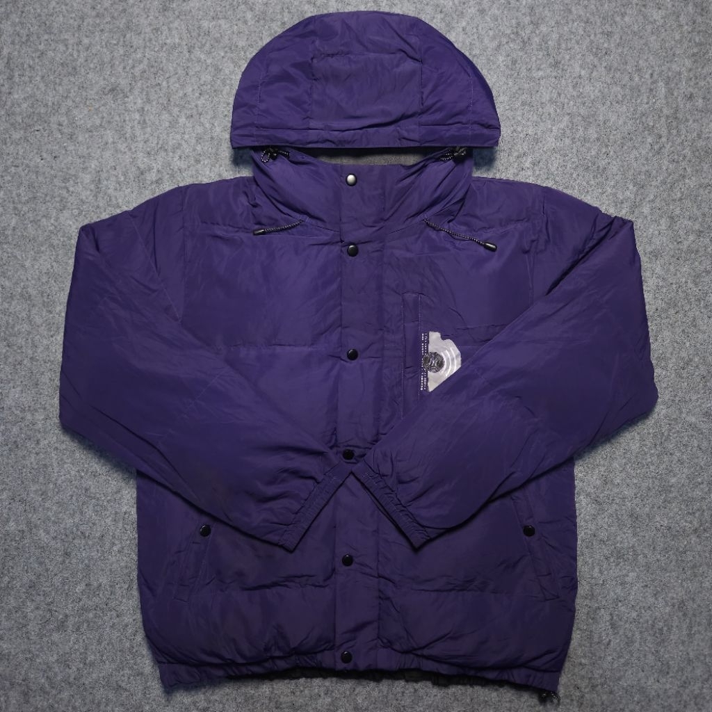 Jaket Puffer MLB Ungu Hoodie Double Zipper