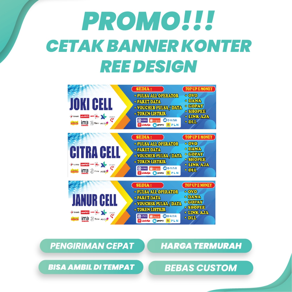 BANNER SPANDUK KONTER UKURAN 400x120 FREE DESIGN CUSTOM