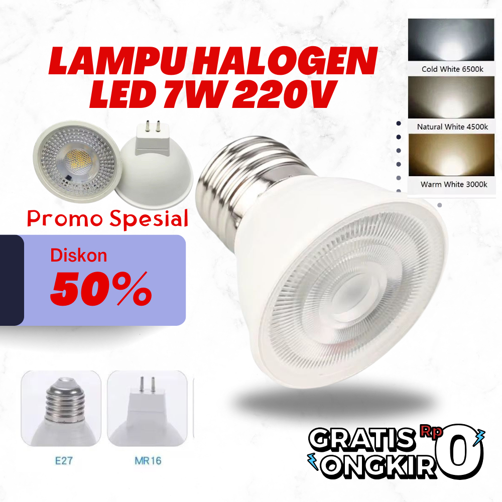 Lampu Halogen Spotlight LED 7 Watt Fitting e27 MR16 COB Sorot 7W Spot Light Tusuk 6W Halogen