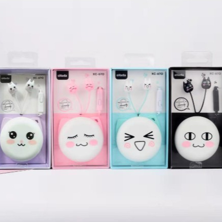 [XC-670] Headset Earphone Wajah Kucing Ekspresi + Wadah Earphone Headset Kucing Ekspresif Lucu