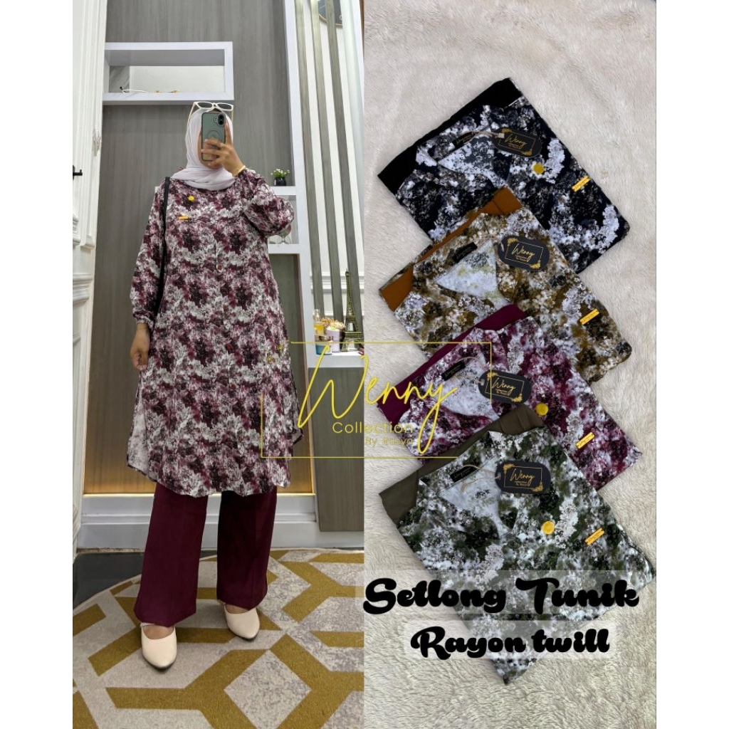 SETELAN LONG TUNIK/SETLONG TUNIK RAYON TWILL WENNY