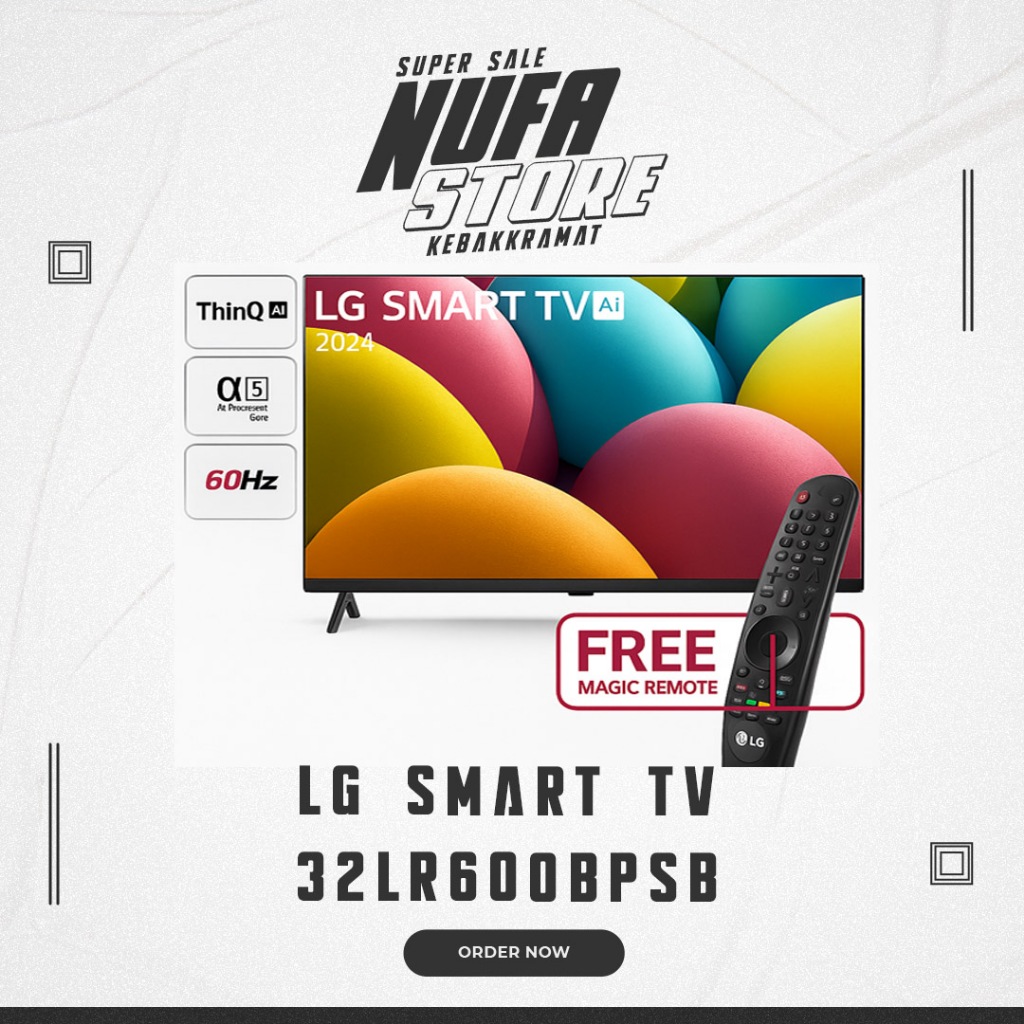 LG 32LR600BPSB Smart TV - 32 Inch HD - Magic Remote - 60Hz - webOS 23 - Black
