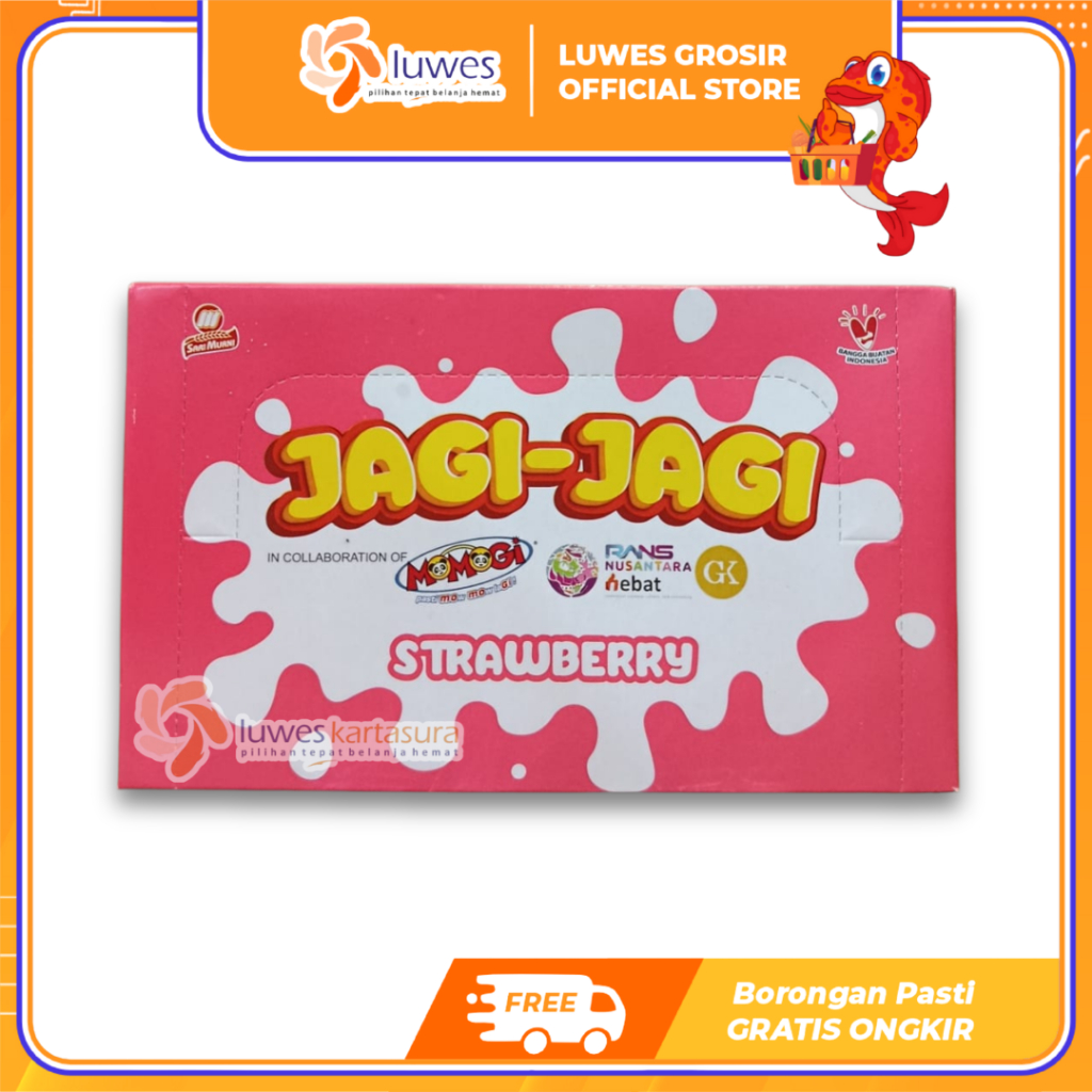 [GROSIR] Momogi Jagi-Jagi Box Isi 10pcs Snack Jajan Rasa Strawberry Murah