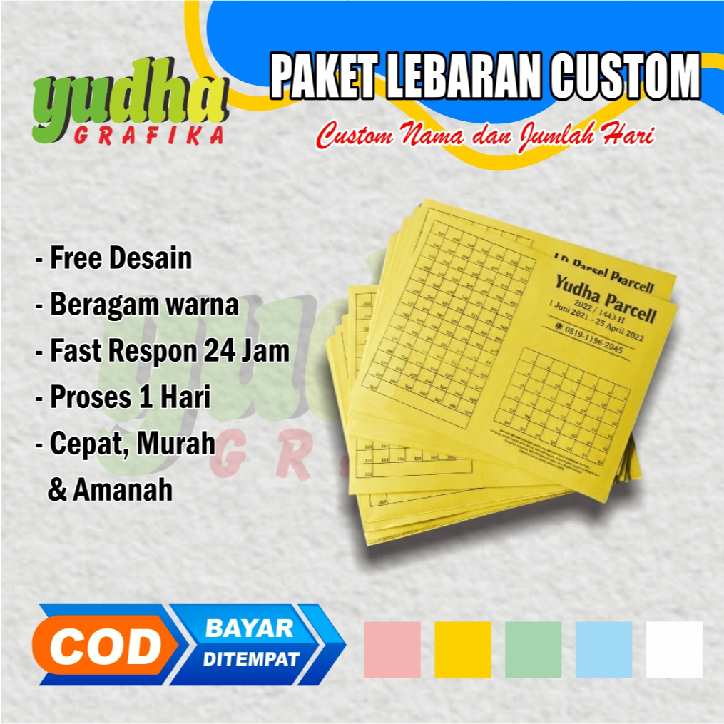 Kertas kartu Iuran/Paket Lebaran Costum (isi 100 lembar) Gratis Desain Bebas Nama Sendiri