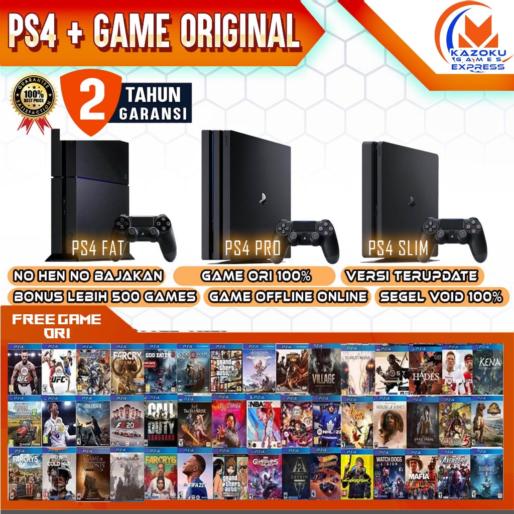 PLAYSTATION 4 PS4 PS 4 PRO SLIM FAT 500GB-1TB FULL GAME ONLINE GARANSI 2TAHUN