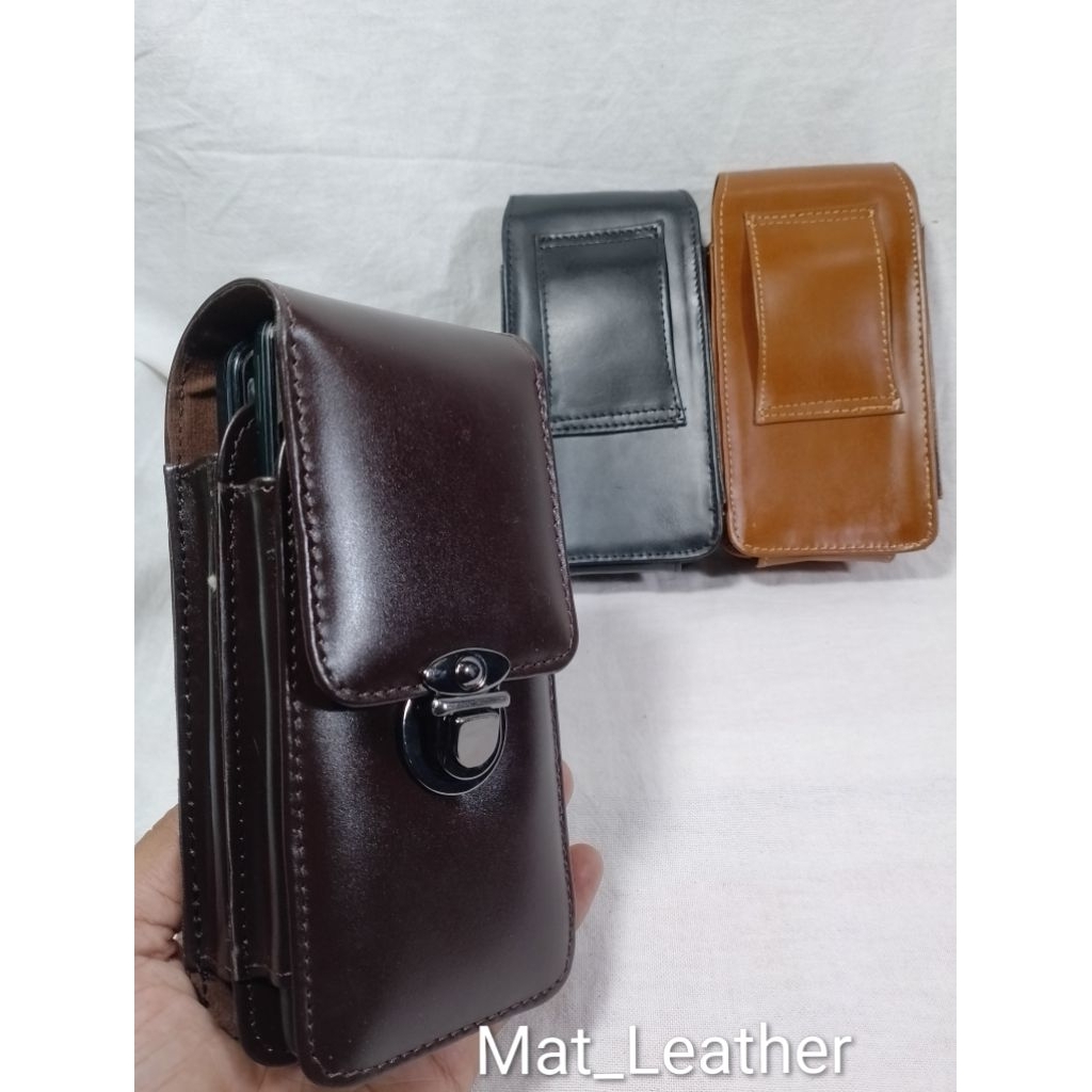 Dompet 2 Hp Pinggang Pria Kulit Sali Asli