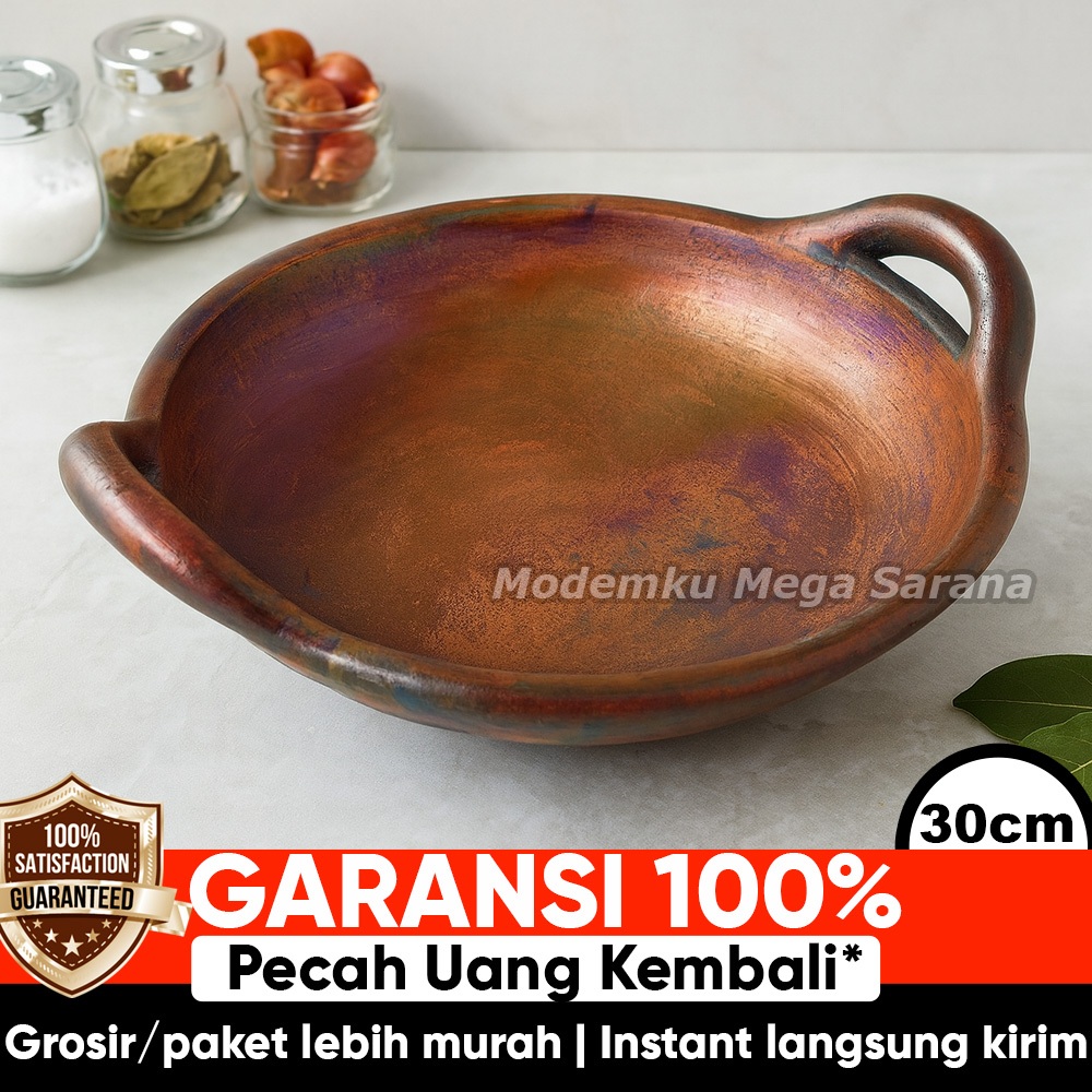 Gerabahku | Tanpa Tutup - Wajan Tanah Liat Gerabah Wajan Tradisional - Diameter 30 cm