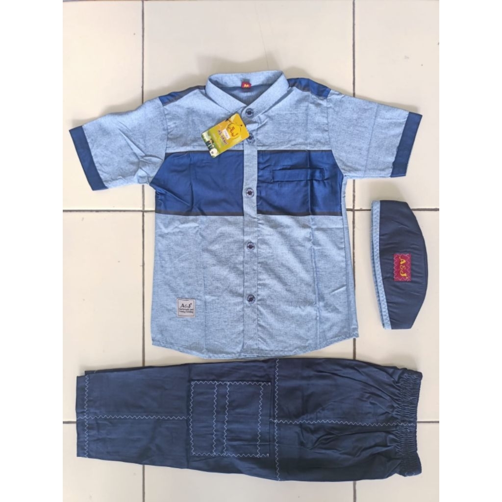 setelan baju Koko anak laki laki cardinal by A&J lengan pendek