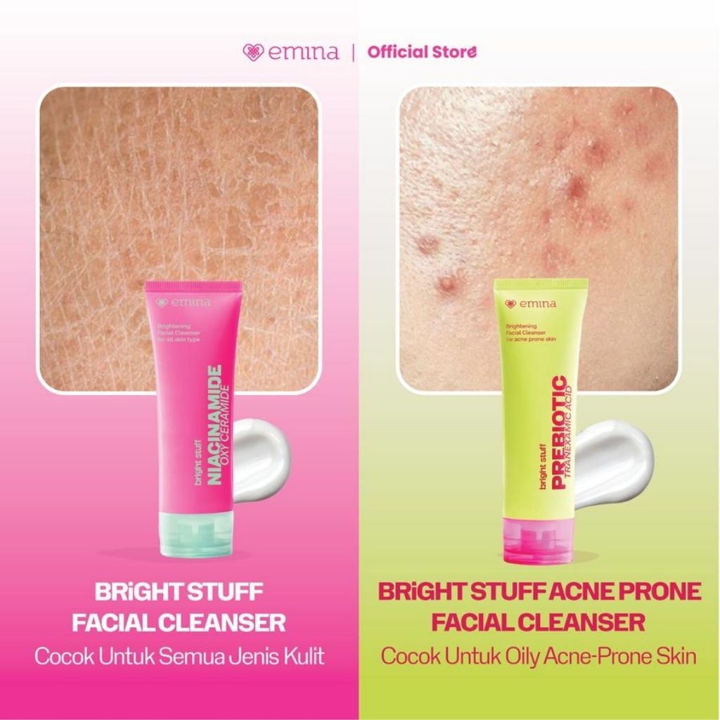 Emina Bright Stuff Niacinamide Oxy Ceramide Brightening Facial Cleanser Face Wash Prebiotic Tranexam