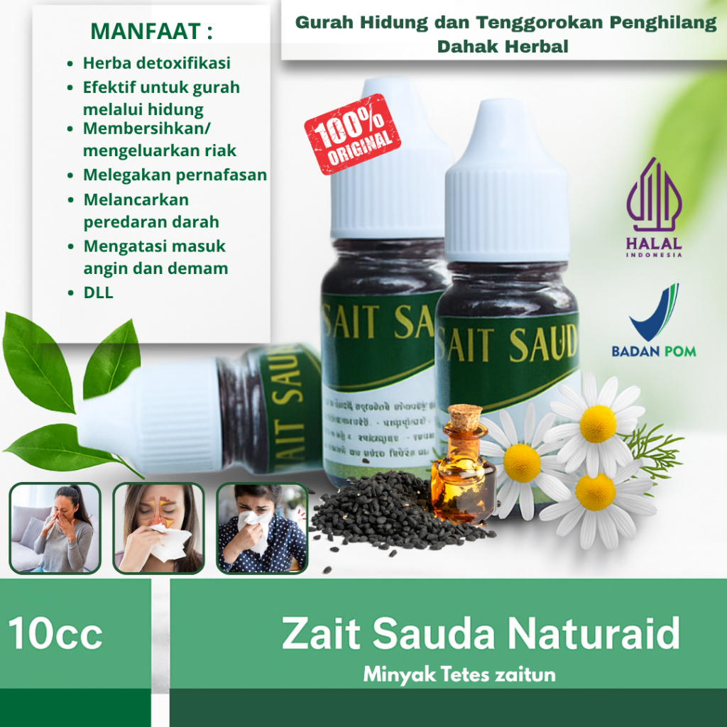 Zait Sauda Saudah ASLI 10ml Gurah Hidung dan Tenggorokan Penghilang Dahak Herbal