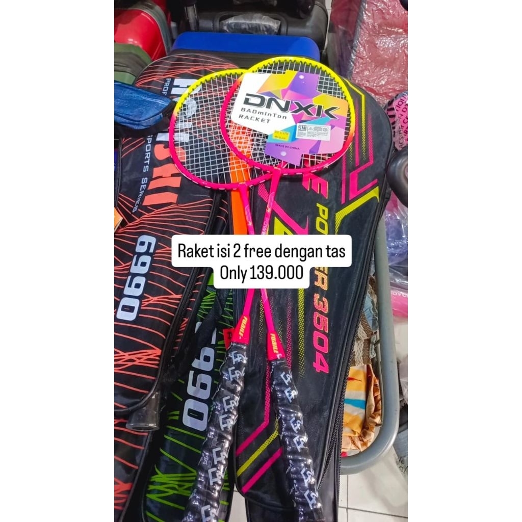RAKET BADMINTON/RAKET BULU TANGKIS/ISI 2 FREE BAG