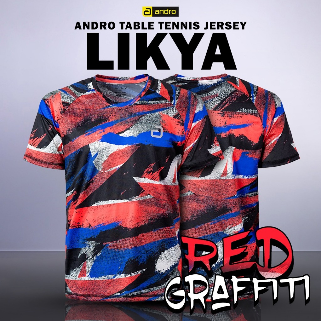 Kaos Shirt Tenis Meja Pingpong Andro Likya Red Graffiti Original