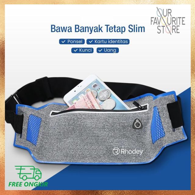 Tas Pinggang Olahraga Big Elastis Karet Waistbag Lari Running Belt Lay