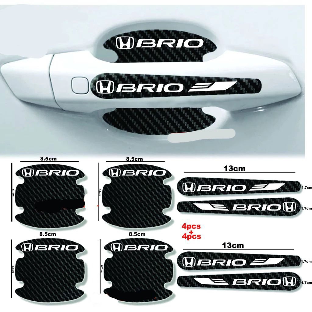 8pcs stiker carbon handle mobil honda brio cutting stiker pelindung gagang pintu mobil dari goresan