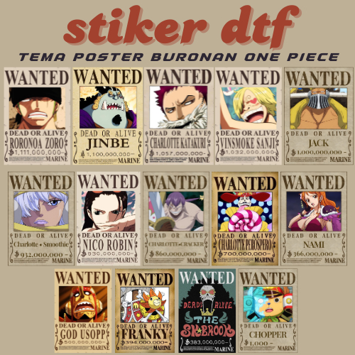 STIKER SABLON BURONAN ONE PIECE SETRIKA SABLON CUSTOM ANIME DTF PRINTING TEMA ONE PIECE