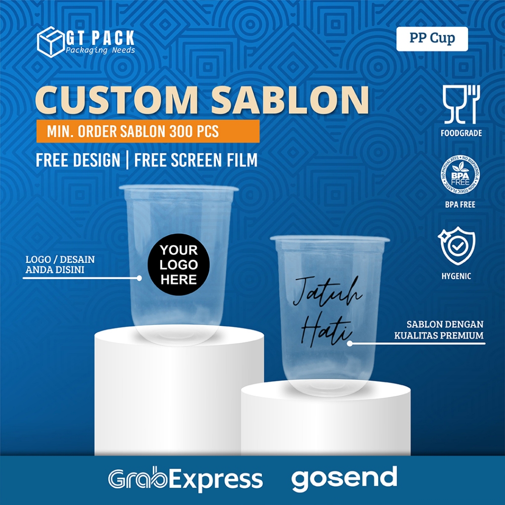 Sablon Cup Plastik Polycup Oval 16 Oz | 8,5 gram