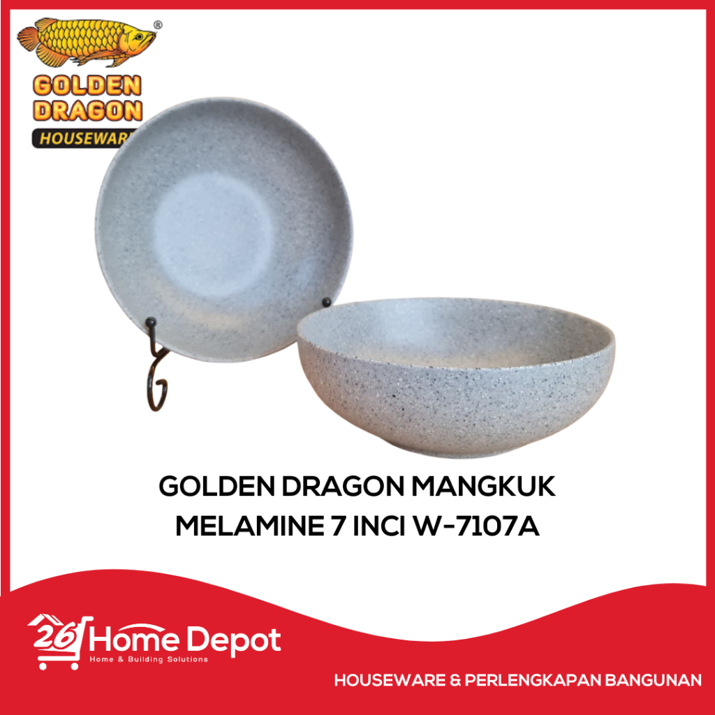 GOLDEN DRAGON MANGKOK CEPER MODEL BATU 7 INCH W-7107A Mangkuk Menlamin