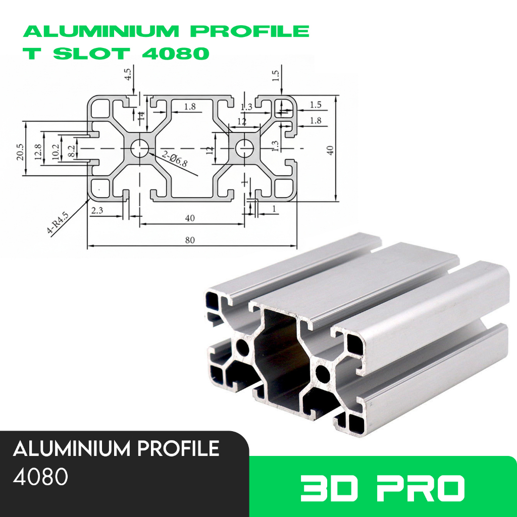 Aluminium Profile T Slot 4080 40 Series CNC Frame Extrusion Profile 40mm 80mm