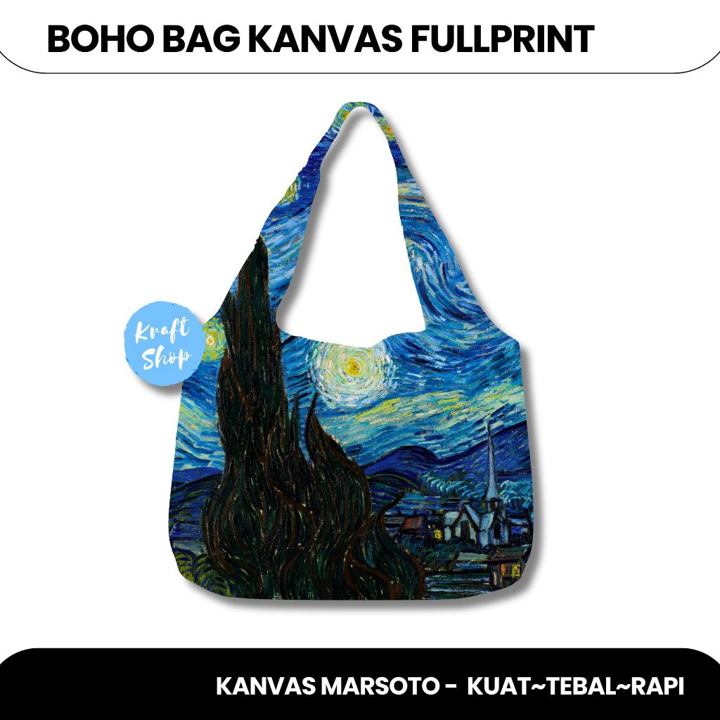 Hobo Bag Kanvas Marsoto Fullprint Perekat