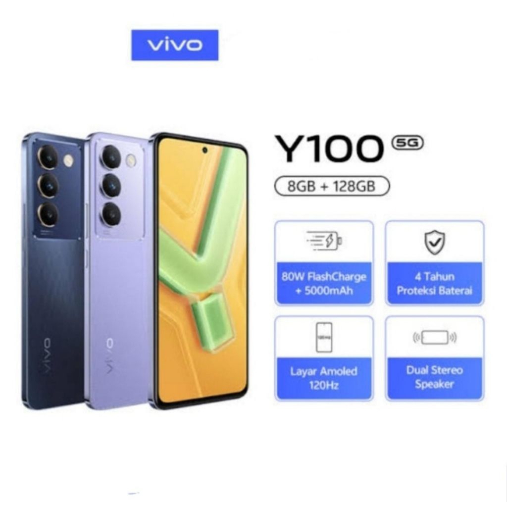 HP VIVO Y100 5G 8/128 GB - VIVO Y100 5G RAM 8GB ROM 128GB GARANSI RESMI