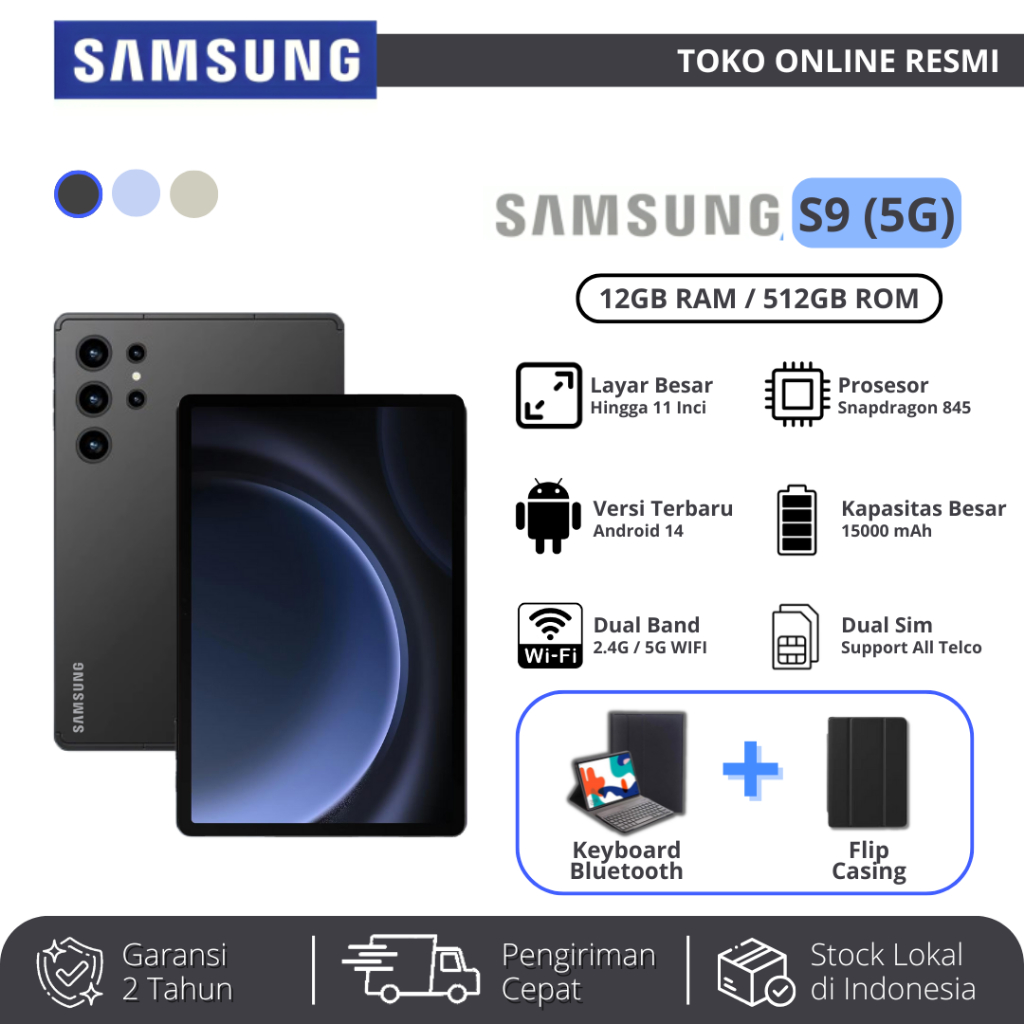 [ Gratis Ongkir ] Samsung Galaxy S9 Tab 11 Inch | 5G/4G LTE | 12GB RAM 512GB ROM | Dual SIM | Androi