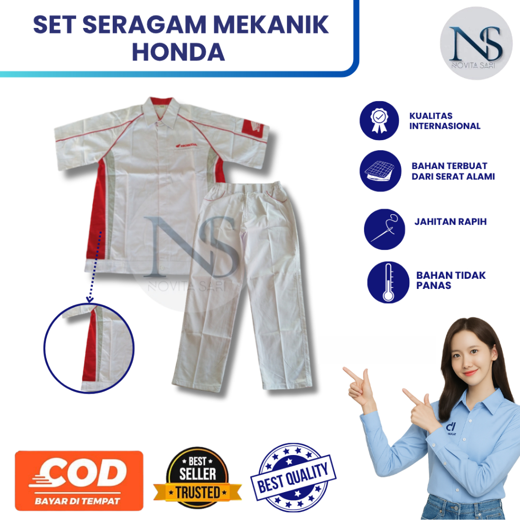 Seragam Standar Mekanik Honda | Baju Celana Mekanik | Baju Mekanik | Celana Mekanik |Seragam Bengkel