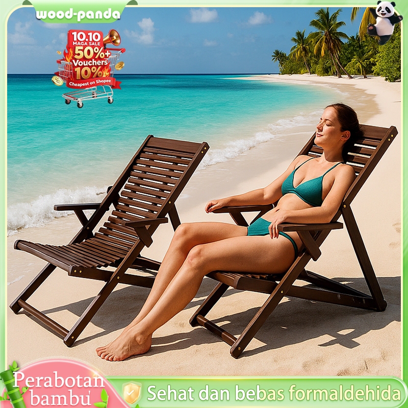 wood panda-Kursi malas lipat bambu, kursi malas portabel, artefak musim panas yang sejuk, kursi mala