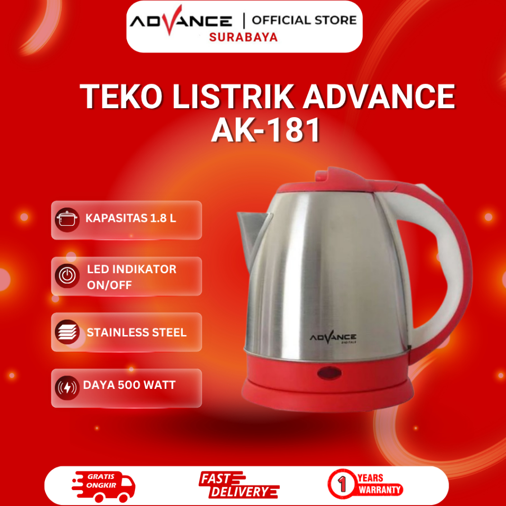 Advance AK-181 Kettle Listrik 1,8 liter / Teko Listrik Advance AK 181