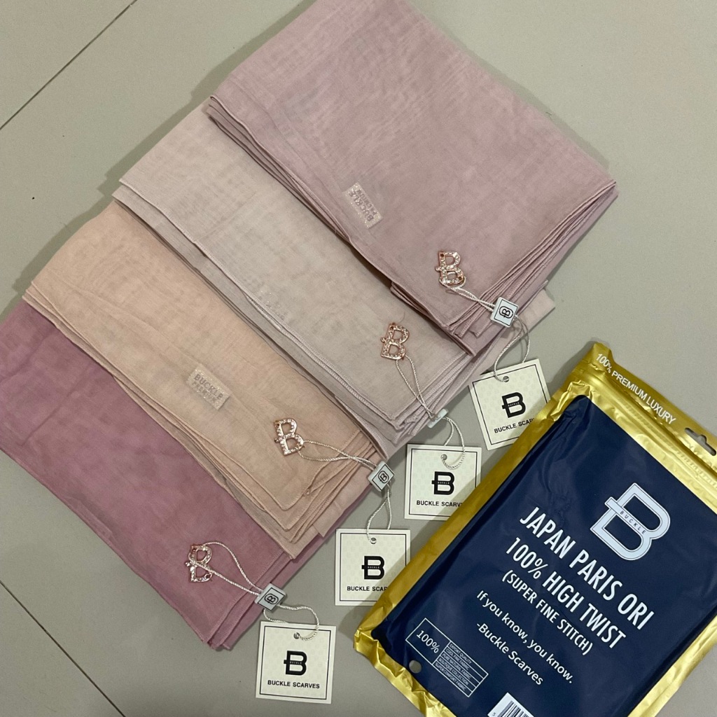 Hijab Segiempat Paris Japan Ori  Kerudung Buckle Scarves  Jilbab Voal Paris Terbaru