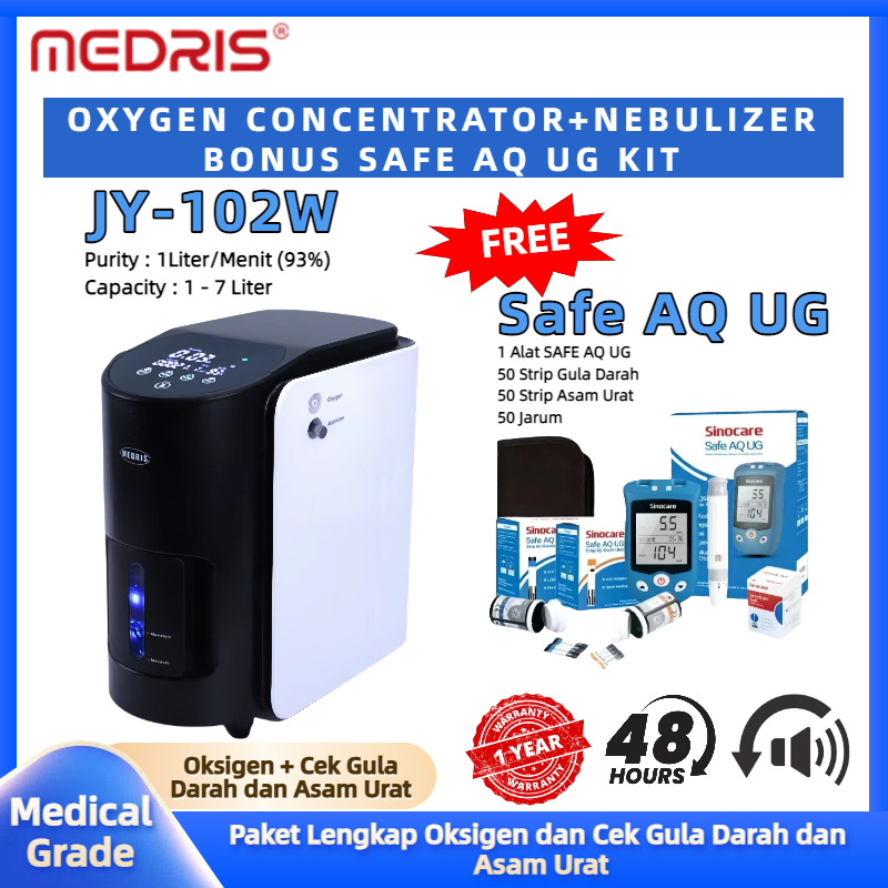 Medris Oxygen Concentrator JY-102W 1Liter + Paket Safe AQ UG Oksigen Konsentrator Oksigen Elektrik