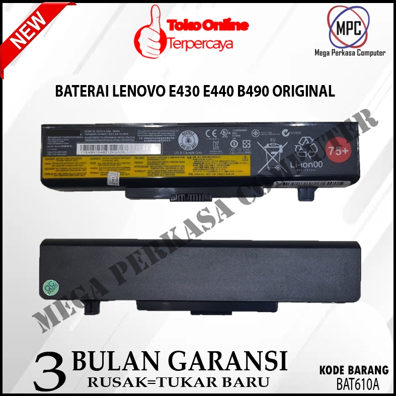 Baterai Lenovo G480 G490 E430 E440 B490 Original 75+