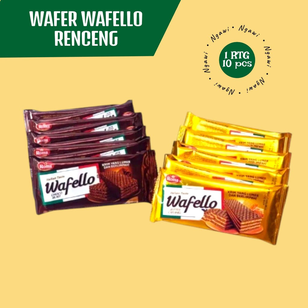 WAFER WAFELLO RASA CHOCO DAN CARAMEL , WAFER , WAFELLO