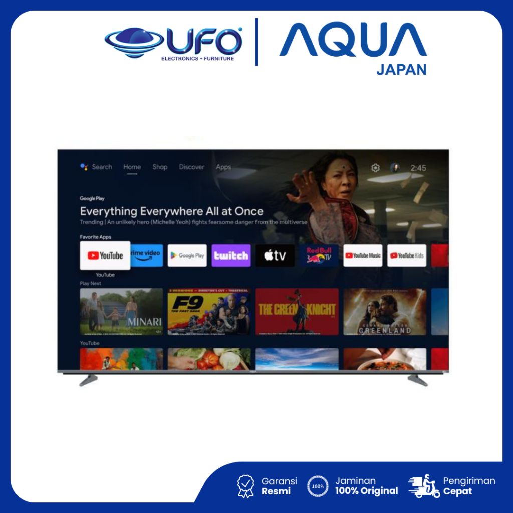 AQUA TV AQT55M80FUX QLED SMART TV 55 INCH 4K UHD GOOGLE TV DOLBY VISION ATMOS