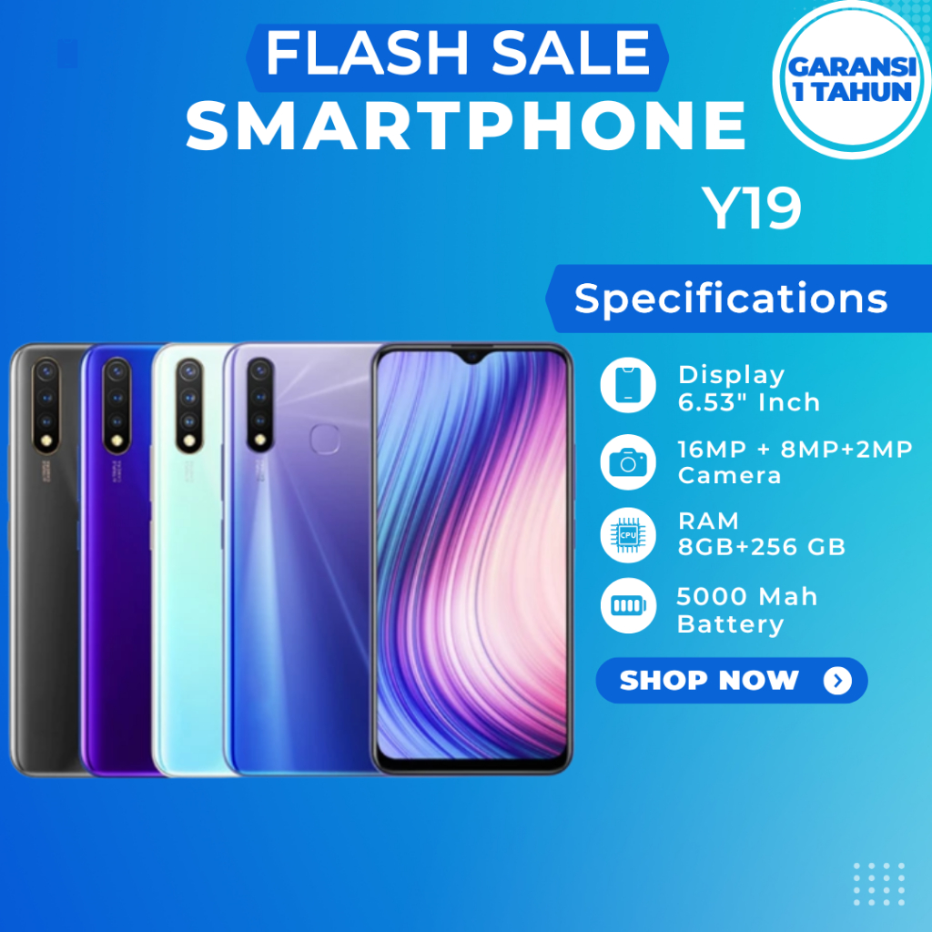 Hp Smartphone Vivo Y19 Ram 8/256GB Layar LCD 6.53"inch - Garansi Distributor